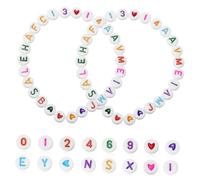 Gadpiparty 300 piezas Cuentas Acrílicas Planas con Letras Números y Corazones para Bisutería DIY y Manualidades Creativas
