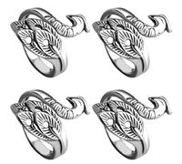 Gadpiparty 4 ganchos de metal para tejer ganchillo e hilo de lana, anillos de hilo de dedal plateado creativo, compactos y fáciles de llevar, para proyectos de tejer y coser