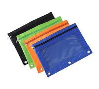 Gadpiparty 4 Piezas Bolsa de Lápices de Anillo Estuche Desmontable de Oxford para y Material Escolar Organizador Práctico Color Negro Naranja Azul y Verde