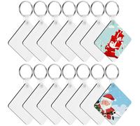 Gadpiparty 40 llaveros cuadrados de sublimación en blanco de doble cara, etiquetas de llavero para manualidades, adornos de fotos, gran cantidad