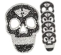 Gadpiparty 5 Parches Decorativos Con Taladro Caliente Para Ropa Parches Bordados Punk Apliques De Calavera Con Diamantes De Imitación Parche De Calavera Para Coser Disfraces