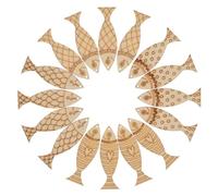 Gadpiparty 50 Piezas de Recortes de Madera sin Terminar en Forma de Peces Agujeros, Adornos Colgantes de Madera para Manualidades Infantiles, Decoración Náutica Creativa Estilo Mediterráneo