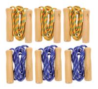 Gadpiparty 6 Piezas Cuerda para Saltar Mango de Madera Redondeado Ajustable para Ejercicio y Educación Física Adecuado para Fitness y Entrenamiento en Casa Color Aleatorio
