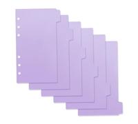 Gadpiparty 6 Piezas Divisores de Páginas PP de Color Lavanda para Organizador de Cuadernos Separadores con Pestañas Escritos para Clasificación y Organización de
