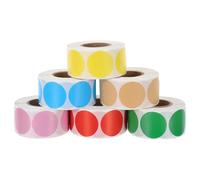 Gadpiparty 6 Rollos Etiquetas Redondas Kraft Adhesivas Autoadheribles para Codificación y Etiquetado de Tarros Pegatinas Escritura Manual para Oficina Aula Conservas Dulces y Regalos