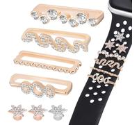 Gadpiparty 7 piezas de correas de reloj con dijes decorativos, anillos decorativos fáciles de poner y caer, mantienen la correa estable, aleación de zinc, diamantes de imitación de aspecto hermoso