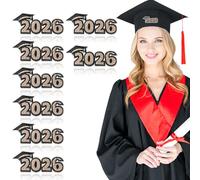 Gadpiparty 8 Piezas Parches Bordados para Coser en Ropa y Birretes de Graduación 2026, Apliques Termoadhesivos Negros de Bordado Elegante para Cubrir Daños en Fiestas y Eventos Escolares