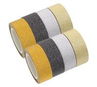 Gadpiparty 8 Rollos Cinta Washi Decorativa con Brillo Cada Cintas Adhesivas Multiusos para Scrapbooking Diy Tarjetas y Manualidades Portátil y Fácil de Usar Colores Plata Negro y Naranja