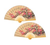 Gadpiparty Abanico Tradicional Chino de Flores 0,5x0,9 M 2 Piezas, Abanicos Plegables de Pared para Adorno de Bodas y Celebraciones, Ventilador de Pared Estilo Feng Shui, Adorno Festivo