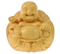 Gadpiparty Adorno de Buda Maitreya de Madera de Boj Tallada a Mano Figura Mediana 5 CM para Decoración de Escritorio Estatua Artesanal para Oficina y Hogar