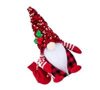 Gadpiparty Adorno de Muñeca de Navidad Muñeca de Dibujos Animados Enano Rojo de PP Algodón, Lentejuelas y Grava para Decoración del Hogar y Fiestas