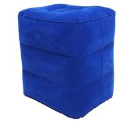 Gadpiparty Almohada Inflable para Pies Ajustable Plegable, Cojín Flocado Color Azul Oscuro, Taburete Portátil de Viaje para Oficina y Avión