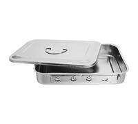 Gadpiparty Bandeja Médica Rectangular de Acero Inoxidable de 30x19cm con Tapa y Asa para Esterilización y Almacenamiento de Instrumentos Dentales