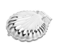 Gadpiparty Bandeja para Servir Frutas Tapa en Forma de Concha Vintage de Aleación de Zinc Plata para Mesa de Entretenimiento y Almacenamiento Decorativo