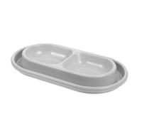 Gadpiparty Bebedero Doble para Gatos y Perros Pequeños Plato de Comida Antióxido y Resistente Cuencos de Plástico Gris para Uso Interior y Exterior Comedero Antiparasitario Adecuado para