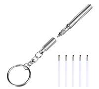 Gadpiparty Bolígrafo Retráctil de Acero Inoxidable con Recambios, Diseño Portátil y Clip Metálico Adecuado para Viaje y Uso Multitarea