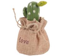 Gadpiparty Bonsái de Cactus Artificial en Miniatura Maceta de Lino y Plástico, Decoración Refrescante para Oficina y Mueble TV, Toque Natural y Elegante
