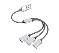 Gadpiparty Cable Divisor USB Macho Hembra Adaptador Múltiple Portátil para Rápida y Transferencia de Compatible con Periféricos PC Color Plata