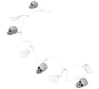 Gadpiparty Cadena de Adornos de Halloween Calaveras y Huesos de Mano, Decoración Espeluznante de Plástico Blanco, Ligera y Reutilizable para Casas Embrujadas y Escape Room
