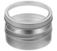 Gadpiparty Caja de almacenamiento magnética con tapa, soporte de metal redondo para frigorífico y cocina, a prueba de polvo, ventana transparente, portátil, color plateado