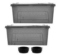 Gadpiparty Caja de Cría Grande para Reptiles y Anfibios, Terrario Plástico Transparente con Tinte Protector y Bebedero Incluido, Hábitat Versátil para Tortugas, Lagartos, Tarántulas