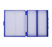 Gadpiparty Caja de diapositivas científicas de 100 lugares, organizador de portaobjetos de microscopio de 10.5 x 8 x 2.5 pulgadas, caja de almacenamiento numerada de plástico con múltiples ranuras