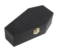 Gadpiparty Caja de Madera Negra y Recuerdos Conmemorativos con Forma de Ataúd para Cremación de Mascotas, Diseño Gótico con Tapa Abatible Adecuado para Fiestas de Halloween