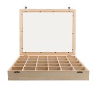 Gadpiparty Caja Organizadora de Madera con Tapa Transparente para Minerales y Rocas, 30 Compartimentos Individuales, Vitrina Científica para Almacenamiento y Exhibición de Muestras Minerales,