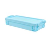 Gadpiparty Caja para Lápices Apilable de Plástico Resistente con Tapa Organizador de Escritorio para Material Escolar Estuche Grande Azul