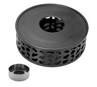 Gadpiparty Calentador de Tetera de Acero Inoxidable con Base Calefactora Negra Perforada y Soporte Plateado para Velas Calentador Multifuncional para Té y Alimentos Adecuado para Uso