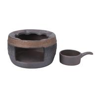 Gadpiparty Calentador Hecho de Cerámica de Negro para a Soporte Tetera, Diseño Retro Mano Vela Té Adecuado para Disfrutar en Conjunto
