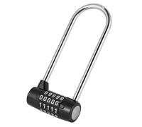 Gadpiparty Candado de Combinación en Forma de U Grande Negro, Cerradura Colgante Metálica Bloqueo de Contraseña de 5 Dígitos para Puertas de Armario y Manijas, Seguridad Antirrobo para Hogar
