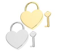 Gadpiparty Candados Llave en Forma de Corazón Grandes 2 Unidades Plateado y Dorado Cerraduras Pequeñas para Equipaje Diarios y Cajas de Almacenamiento Obsequio para San Valentín y