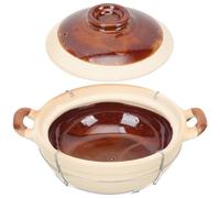 Gadpiparty Cazuela de Barro Mango Único de 0.5l para Estofados y Arroz, Olla de Cocción Lenta Fácil de Limpiar Superficie Antiadherente y Doble Asa para Cocina Doméstica
