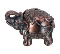 Gadpiparty Cenicero de Escritorio de Metal Vintage a Prueba de Viento con Tapa, Diseño Elefante Rojo, Resistente para Patio y Oficina, Bandeja Decorativa para Fumar Exterior E Interior