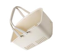 Gadpiparty Cesta de Baño Portátil Asa Cesta de Artículos de Aseo Beige Contenedor de Almacenamiento de Plástico Resistente y Perforado Organizador Multifuncional para Baño y Hogar