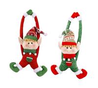 Gadpiparty Colgante Navideño para Pomo de Puerta Rojo 2 Piezas Hebillas para Cortinas Diseño de Duende Decoración para Puertas y Ventanas Apto para Interior y Exterior Adornos Festivos