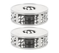 Gadpiparty Construcción de base de calentador de té, 2 piezas de acero inoxidable con diseño floral hueco, calienta té y café eficientemente adecuado para uso doméstico y cocina
