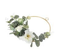 Gadpiparty Corona de Flores Artificiales Nórdica de Metal y PE para Decoración de Hogar, Fácil Instalación, Adecuado para Puerta o Pared Estilo Rústico y Apariencia Natural
