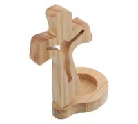 Gadpiparty Cruces de Mesa de Madera Natural T Forma 14x7,5x5,5 Cm con Soporte para Decoración Religiosa Bautizos Comuniones y Altares Iglesias