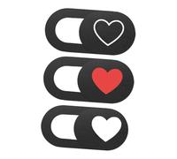 Gadpiparty Cubierta de Cámara Web para Tablet y Computadora de Escritorio Diseño de Corazón, Material Abs Negro, Práctica y Deslizable para Proteger Tu Privacidad, Paquete de 3 Piezas