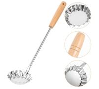 Gadpiparty Cuchara para Freír de Acero Inoxidable 304 de Tamaño Medio Mango de Madera Ergonómico Antiadherente para Snacks y Pastel de Camarones en Cocina Doméstica