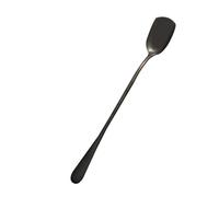 Gadpiparty Cuchara para Helado Negra 6 Piezas Cuchara de Hielo de Acero Inoxidable, Mango Largo Reutilizable, Resistente al Calor, para Bar y Café