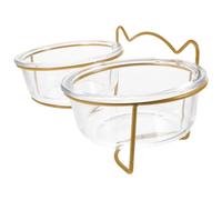 Gadpiparty Cuenco para Perros y Gatos Diseño Inclinado Doble de Vidrio y Soporte Metálico, Tazón Alto Protección Cuello y Almacenamiento de Comida y Agua