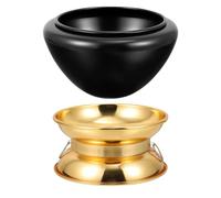 Gadpiparty Cuenco Tibetano de Meditación para Yoga Negro Grande de Cobre y Hierro, Diseño Simple y Decorativo para Relajación y Alegría en Sesiones de Yoga