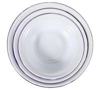 Gadpiparty Cuencos de esmalte para sopa, juego de 3, estilo retro y simple, blancos, redondos, para ensalada de frutas, para cocina y hogar