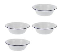 Gadpiparty Cuencos Esmaltados para Sopa de 20 CM Borde Enrollado, Set de 4 Piezas white, Resistentes para Cocina Cotidiana y Cenas en Casa
