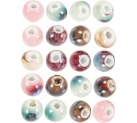 Gadpiparty Cuentas de Cerámica Redondas Vintage 20 Piezas Mezcla de Colores para Hacer Pulseras, Collares y Manualidades Diy, Abalorios Agujero para Artesanía y Decoración Color Aleatorio