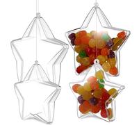Gadpiparty de Estrellas de Plástico Transparente Rellenable 20 Piezas para Adorno Colgante de Árbol de Navidad y Fiestas en Bodas u Oficinas