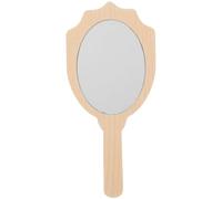 Gadpiparty Espejo de Maquillaje de Mano Vintage, Portátil, Madera y Vidrio | Tono Caqui, Pieza Decorativa para Tocador, Uso en Oficina, Ligero y Fácil de Llevar